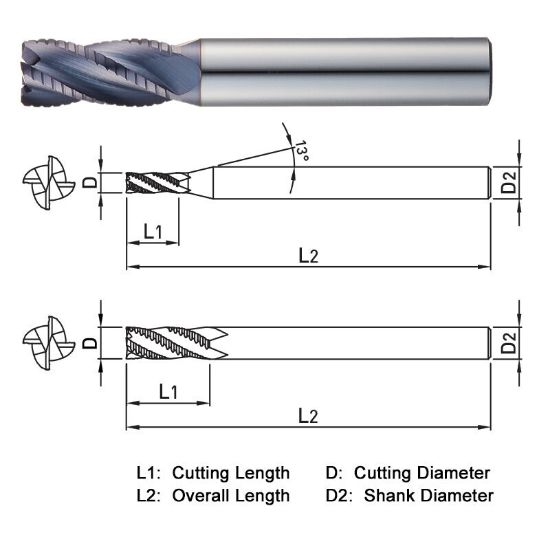 Picture of WIDIN ZF603070 DIA 7MM SH 0.3150 LOC 0.7087 OAL 2.3622 End Mill Carbide AlTiN Single End Square Sharp Z-CLASSIC
