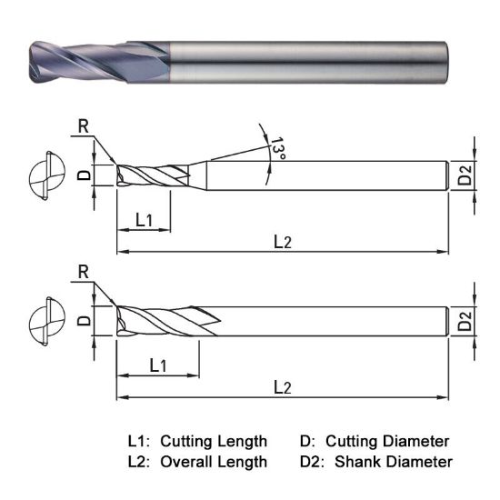 Picture of WIDIN ZR5221025 DIA 10MM SH 0.3937 LOC 0.8661 OAL 3.9370 End Mill Standard Flute Standard Helix Carbide AlTiN Single End Corner Radius 0.0984 2.50MM Z-CLASSIC