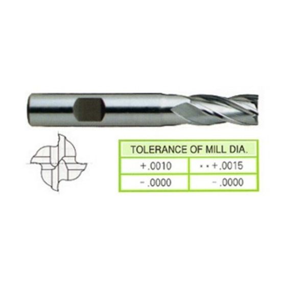 Picture of YG-1 16050 DIA 40MM SH 1.2500 LOC 2.00 OAL 4.50 End Mill Standard Flute Standard Helix HSS Uncoated Single End Square Sharp General Purpose
