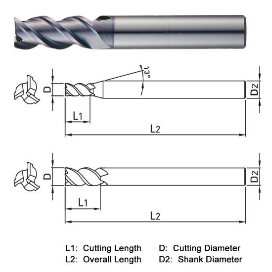 Picture of WIDIN ZE503320 DIA 32MM SH 1.2598 LOC 2.7559 OAL 5.9055 End Mill Standard Flute High Helix Carbide AlTiN Single End Square Sharp Z-CLASSIC