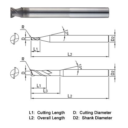 Picture of WIDIN WGR502030100 DIA 3MM SH 0.1575 LOC 0.1181 OAL 2.5591 End Mill Standard Flute Standard Helix Carbide Diamond Single End Corner Radius 0.2000 5.08MM Z-GRA-MATE