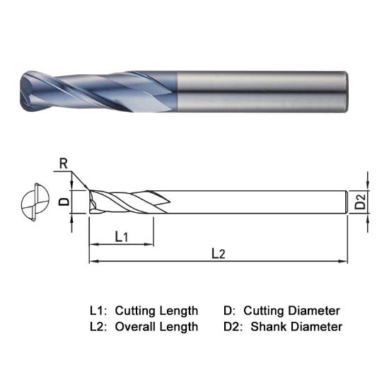 Picture of WIDIN ZR5121010 DIA 10MM SH 0.3937 LOC 0.9843 OAL 3.1496 End Mill Standard Flute Standard Helix Carbide AlTiN Single End Corner Radius 0.0394 1.00MM Z-CLASSIC