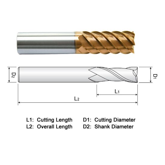 Picture of WIDIN ZE716A024 DIA 3/8 SH 0.3750 LOC 0.8750 OAL 2.8750 End Mill Standard Flute High Helix Carbide AlTiN Single End Square Sharp Z-STAR
