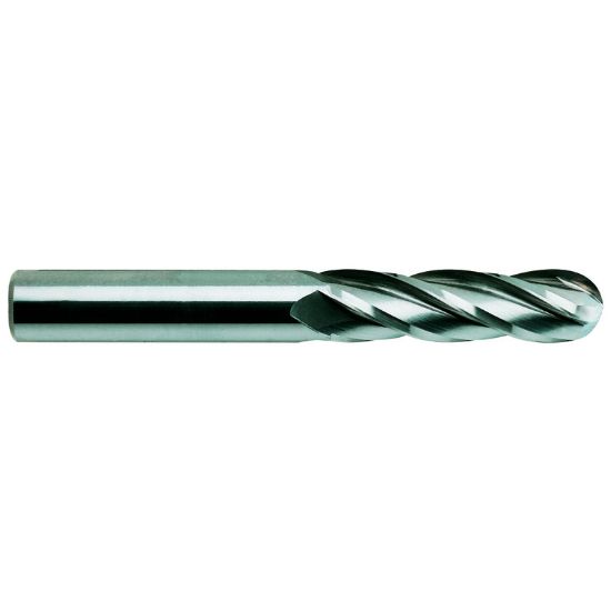 Picture of YG-1 51595 DIA 5/8 SH 0.6250 LOC 2.2500 OAL 5.00 End Mill Standard Flute Standard Helix Carbide Uncoated Single End Ball Nose Carbide End Mill