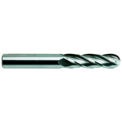 Picture of YG-1 51573TN DIA 1/4 SH 0.2500 LOC 1.1250 OAL 3.00 End Mill Standard Flute Standard Helix Carbide TiN Single End Ball Nose Carbide End Mill