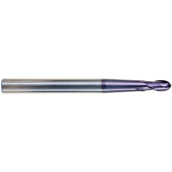 Picture of YG-1 93527 DIA 1/16 SH 0.2500 LOC 0.1563 OAL 3.1250 End Mill Standard Flute Standard Helix Carbide TiAlN Single End Ball Nose X-Power
