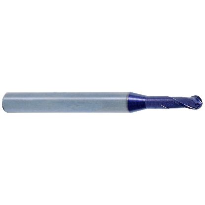 Picture of YG-1 93576 DIA 1/8 SH 0.2500 LOC 0.1875 OAL 2.2500 End Mill Standard Helix Standard Helix Carbide TiAlN Single End Ball Nose X-Power