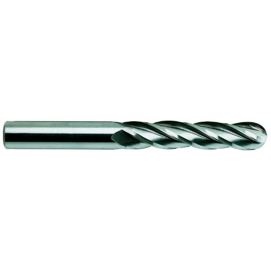 Picture of YG-1 53584TC DIA 3/8 SH 0.3750 LOC 1.7500 OAL 4.00 End Mill Standard Flute Standard Helix Carbide TiCN Single End Ball Nose Carbide End Mill