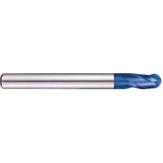 Picture of YG-1 G8A59030 DIA 3MM SH 0.2362 LOC 0.3150 OAL 2.3622 End Mill Standard Flute Standard Helix Carbide TiAlN Single End Ball Nose X-5070 End Mill