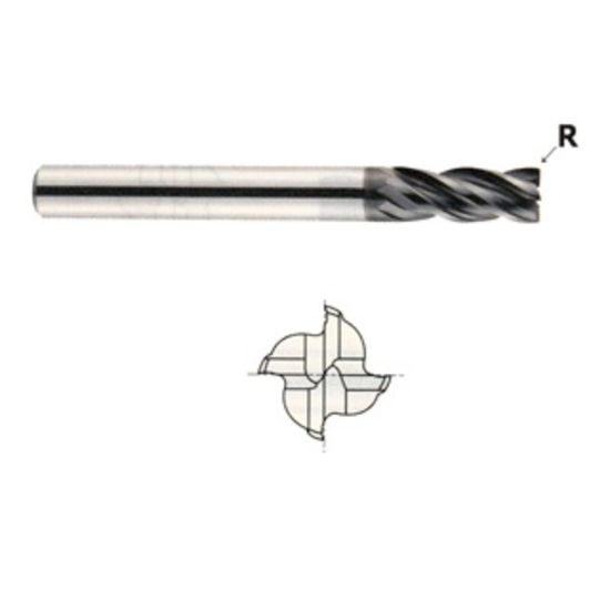 Picture of YG-1 EH018028S DIA 7/16" SH 0.4375 LOC 3.00 OAL 6.00 End Mill Standard Flute High Helix Carbide TiAlN Single End Ball Nose Generic