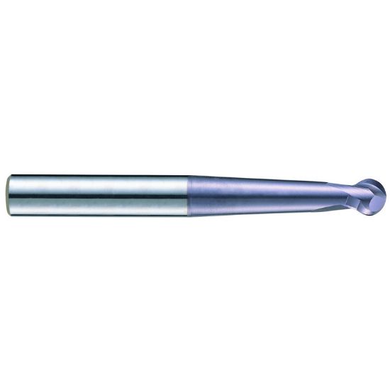 Picture of YG-1 EM863040 DIA 4MM SH 0.2362 LOC 0.1220 OAL 3.1496 End Mill Standard Flute Standard Helix Carbide TiAlN Single End Ball Nose X-Power