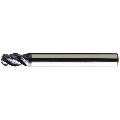 Picture of YG-1 EMB74160 DIA 16MM SH 0.6299 LOC 1.2598 OAL 3.6220 End Mill Standard Flute Variable Helix Carbide TiAlN Single End Ball Nose V7 Mill