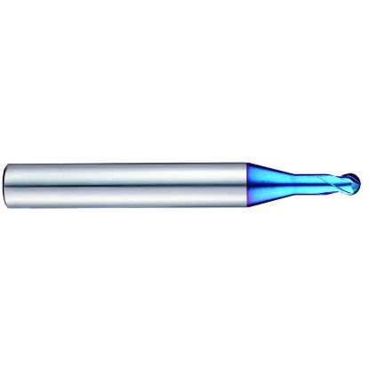 Picture of YG-1 G8A54904 DIA 1MM SH 0.2362 LOC 0.0394 OAL 1.9685 End Mill Standard Helix Standard Helix Carbide TiAlN Single End Ball Nose X-5070 End Mill