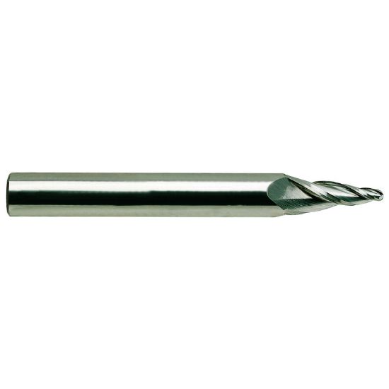 Picture of YG-1 88590TF DIA 1/8 SH 0.3750 LOC 0.7500 OAL 3.50 End Mill Standard Flute Standard Helix Carbide TiAlN Single End Ball Nose Carbide End Mill
