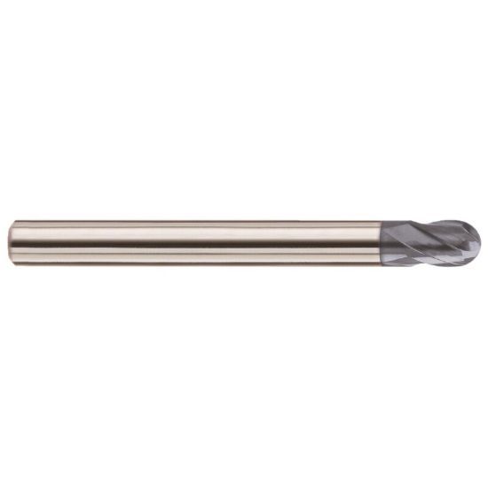 Picture of YG-1 GMF17024 DIA 3/8 SH 0.3750 LOC 0.3750 OAL 4.00 End Mill Standard Helix Standard Helix Carbide TiAlN Single End Ball Nose 4G Mill