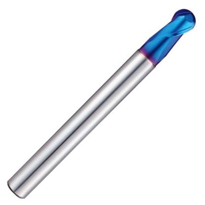 Picture of YG-1 G84308 DIA 1/8 SH 0.2500 LOC 0.1250 OAL 2.00 End Mill Standard Flute Variable Helix Carbide TiAlN Single End Ball Nose X-5070 End Mill