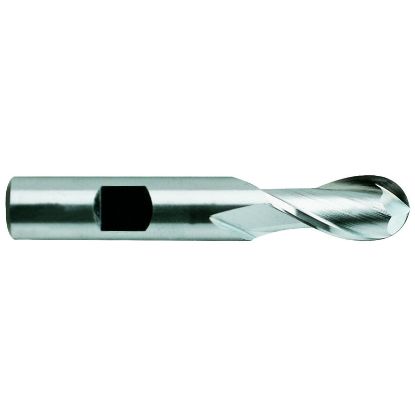 Picture of YG-1 E9992012TF DIA 3/16 SH 0.3750 LOC 0.50 OAL 2.3750 End Mill Standard Flute Standard Helix Powder Metal TiAlN Single End Ball Nose Tank-Power End Mill