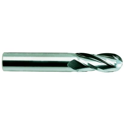 Picture of YG-1 41584TN DIA 3/8 SH 0.3750 LOC 1.00 OAL 2.50 End Mill Standard Flute Standard Helix Carbide TiN Single End Ball Nose Carbide End Mill