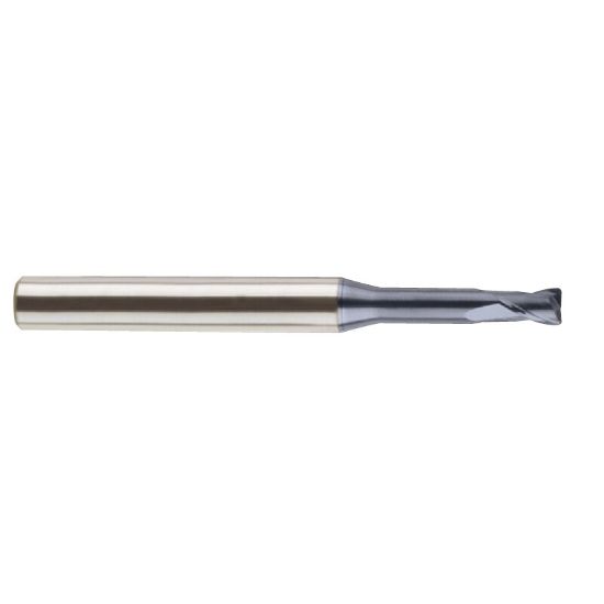 Picture of YG-1 SEME6101000514 DIA 1MM SH 0.1575 LOC 0.0591 OAL 1.9685 End Mill Standard Flute Standard Helix Carbide TiAlN Single End Corner Radius 0.0020 0.05MM 4G Mill