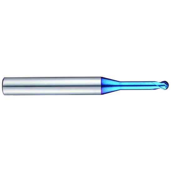 Picture of YG-1 G8A46975 DIA 4MM SH 0.2362 LOC 0.1260 OAL 3.9370 End Mill Standard Helix Standard Helix Carbide TiAlN Single End Ball Nose X-5070 End Mill