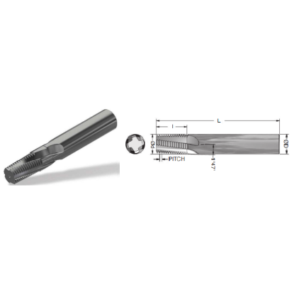 Picture of ADVENT Tool 010801-1CSNPTF5H Carbide Thread Mill 8.00TPI NPT 0.995 Cutter Diameter Cylindrical 1.0000 Shank