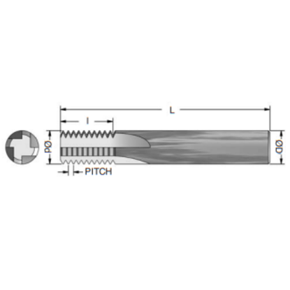 Picture of ADVENT Tool 341434-1CSBSPF6 Carbide Thread Mill 14.00TPI BSPP 0.745 Cutter Diameter Cylindrical 0.7500 Shank