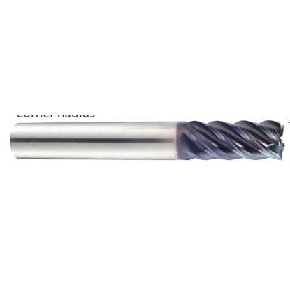 Picture of YG-1 UGMG34934 DIA 3/4 SH 0.7500 LOC 1.50 OAL 4.00 End Mill Standard Flute Variable Helix Carbide TiAlN Single End Corner Radius 0.0300 0.76MM TitaNox Power End Mill