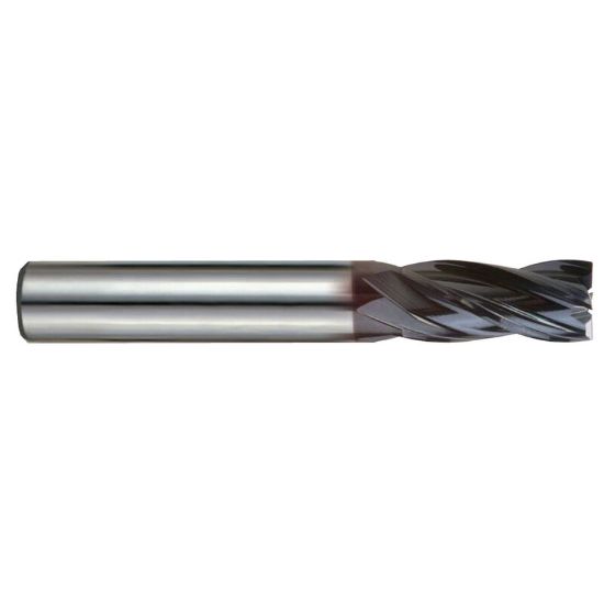 Picture of YG-1 EMD38040 DIA 4MM SH 0.2362 LOC 0.4331 OAL 2.2441 End Mill Standard Flute Variable Helix Carbide TiAlN Single End Square Sharp V7 Mill