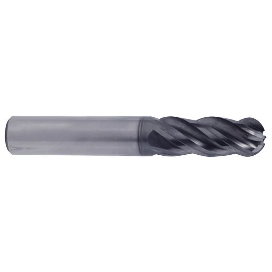 Picture of YG-1 UGMG53936 DIA 1 SH 1.00 LOC 2.6250 OAL 5.00 End Mill Standard Flute Variable Helix Carbide TiAlN Single End Ball Nose V7 Plus A