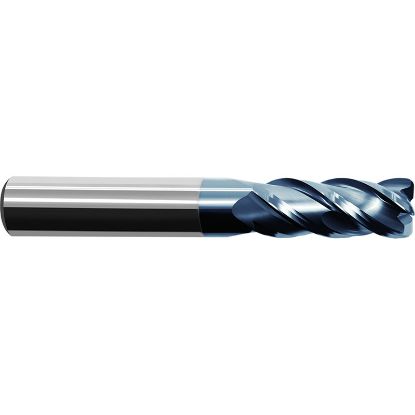 Picture of ZCC UM-4R-1/2-R020 KMG405 DIA 1/2 SH 0.50 LOC 1.2500 OAL 3.00 End Mill Standard Flute Variable Helix Carbide TiAlN Single End Corner Radius 0.0200 0.51MM