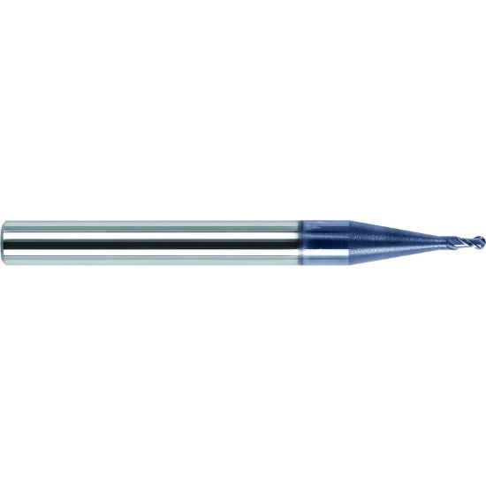 Picture of ZCC HM-2BS-R0.30 KMG555 DIA 0.60MM SH 0.1575 LOC 0.0354 OAL 1.968 End Mill Standard Flute Variable Helix Carbide TiAlN Single End Ball Nose