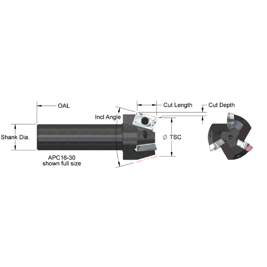 Picture of AB ToolS APC11-120 Parallelogram 120.0°, Chamfer Mill End Mill Cylindrical 0.7500 Positive 0.7500 19.05MM - 3/4 Cutter Dia