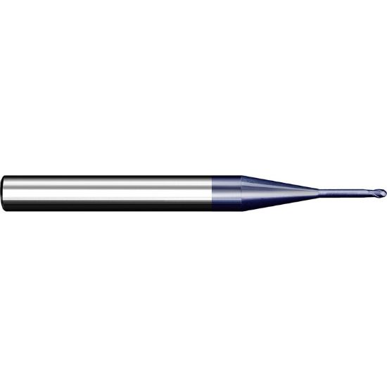 Picture of ZCC HM-2BP-R0.3-M04 KMG555 DIA 0.60MM SH 0.1575 LOC 0.0354 OAL 1.968 End Mill Standard Flute Variable Helix Carbide TiAlN Single End Ball Nose