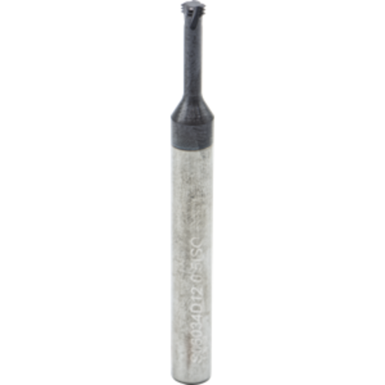 Picture of CARMEX MTS06034D12 0.5 ISO Thread Mill 0.13 Dia 0.50MM 0.49 Neck 2.30 OAL 3 Flute Coolant 3xD1 Internal AlTiN