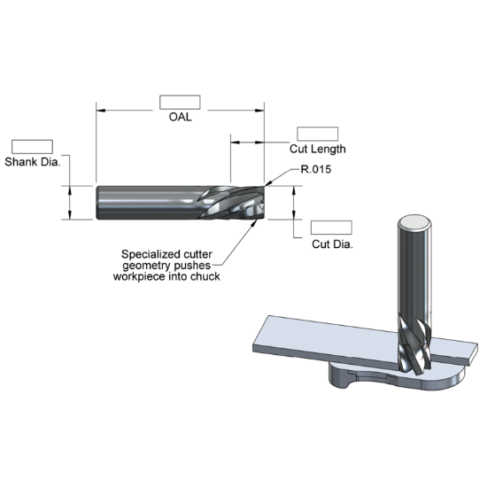 Picture of AB ToolS SEM5-30LH 1/2 X 1/2 X 2.5"OAL 5FL Cutter