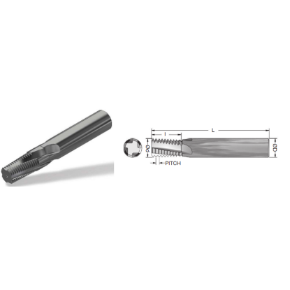Picture of ADVENT Tool M141.512-1CSBH Carbide Thread Mill 1.50MM Metric 0.429 Cutter Diameter Cylindrical 0.5000 Shank
