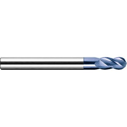 Picture of ZCC GM-4BL-3/8 DIA 3/8 SH 0.3750 LOC 1.1250 OAL 3.00 End Mill Standard Flute Variable Helix Carbide TiAlN Single End Ball Nose