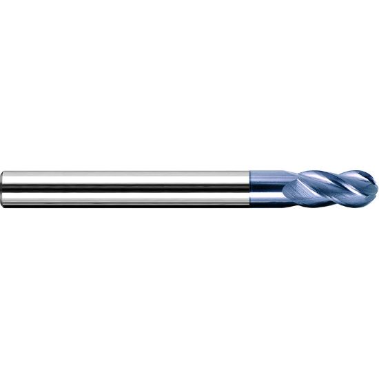 Picture of ZCC GM-4BL-3/8 DIA 3/8 SH 0.3750 LOC 1.1250 OAL 3.00 End Mill Standard Flute Variable Helix Carbide TiAlN Single End Ball Nose