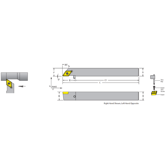 Picture of DORIAN SDACL10-3D 55.0° Swiss Square 0.629 Shank 6.000 OAL