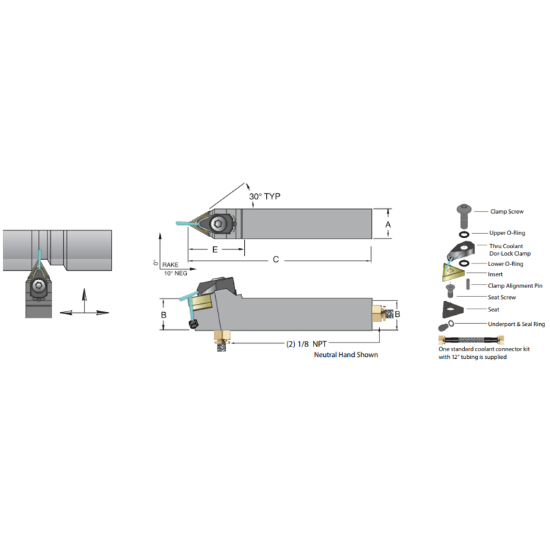 Picture of DORIAN ADTENN-20-4D Triangle Square 1.250 Shank 6.000 OAL