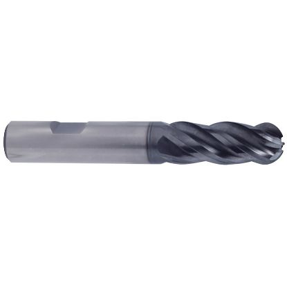 Picture of YG-1 UGMG54040 DIA 5/8 SH 0.6250 LOC 1.2500 OAL 3.50 End Mill Standard Flute Variable Helix Carbide TiAlN Single End Ball Nose V7 Plus A