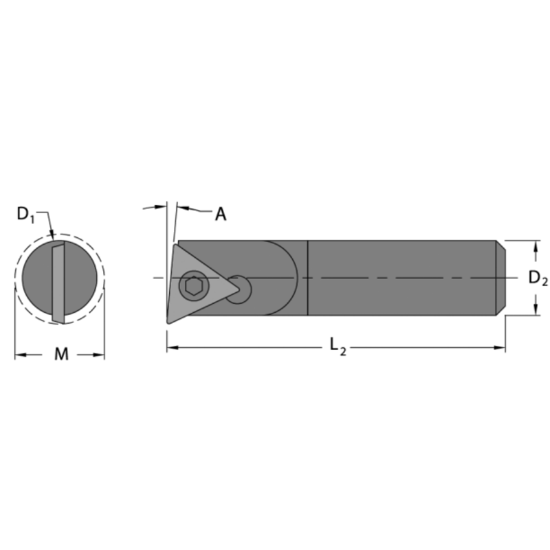 Picture of EVEREDE Tool CB1905L Triangle Boring Bar Dia0.1875 Positive 0.1870 4.75MM Cutter Dia