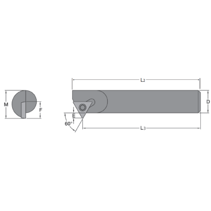 Picture of EVEREDE Tool SRCH1330 Triangle Boring Bar Dia0.6250 Positive 0.6250 15.88MM - 5/8 Cutter Dia