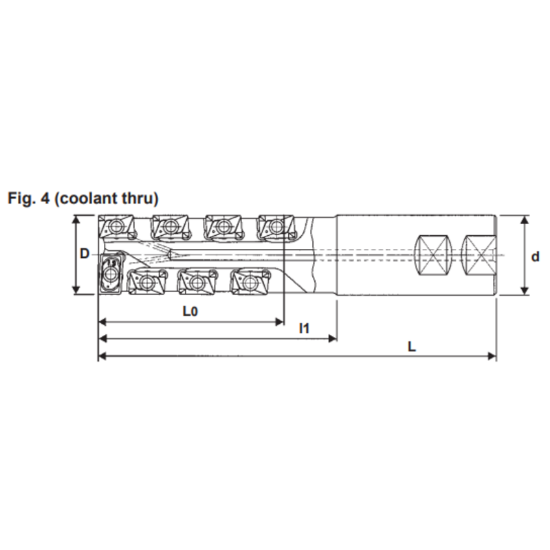 Picture of DIJET SEC-2150-3.5-S125 Milling Cutter 90.0°, Drill Mill 1.500 Cutter Diameter Weldon 1.500 Shank 7.500 OAL 8 Flute
