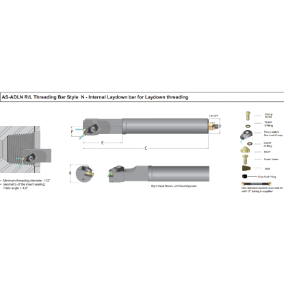 Picture of DORIAN AS-16R-ADLNL-16 Iso Thread Boring Bar 1.000 Shank 8.000 OAL