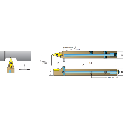 Picture of DORIAN ASVVBN08-2A 35.0° Swiss Square 0.500 Shank 4.000 OAL