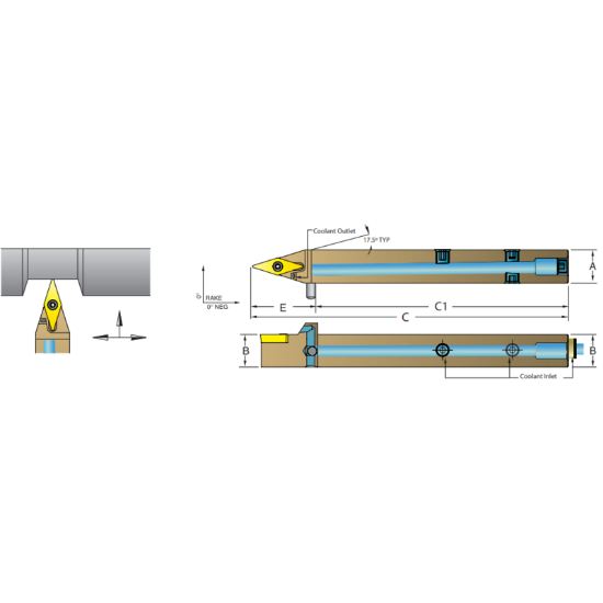 Picture of DORIAN ASVVBN08-2A 35.0° Swiss Square 0.500 Shank 4.000 OAL
