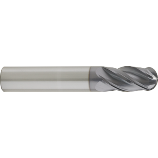 Picture of GORILLA MILL GM0600MMB4	 DIA 6MM SH 0.2362 LOC 0.7480 OAL 2.5591 End Mill Rougher/Finisher Variable Helix Carbide TiAlN Single End Ball Nose
