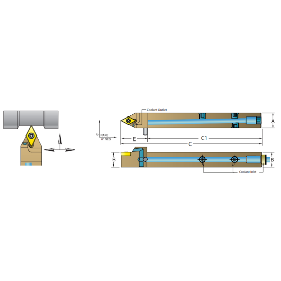Picture of DORIAN ASDPCN1212-H11 55.0° Swiss Square 0.472 Shank 3.940 OAL