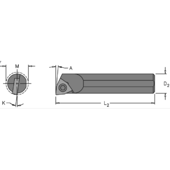Picture of EVEREDE Tool 00804LCH Trigon Boring Bar Dia0.5000 Positive 0.5000 12.70MM - 1/2 Cutter Dia